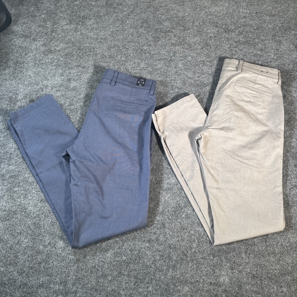 J. Crew NEW 484 Slim Fit Stretch Chino Oarsman Pants Khaki & Blue 30/32 Lot Of 2